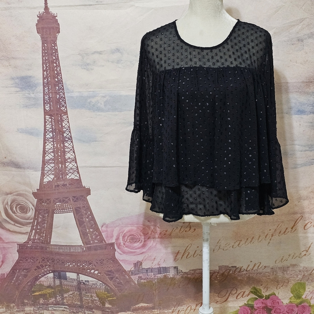 Elegant Black Sheer Women's Top
